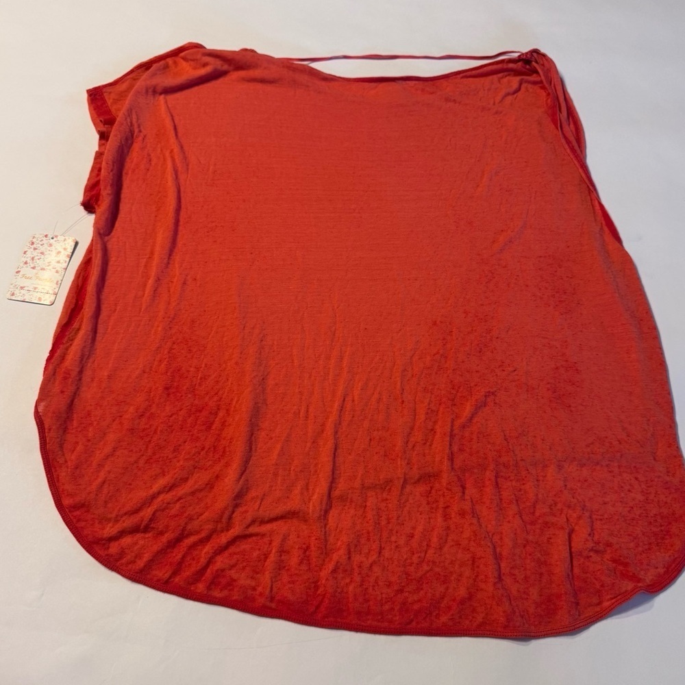 Free People Pluto One Shoulder Tee Shirt Knot Single Sleeve Boho Small NWT New - Picture 7 of 7